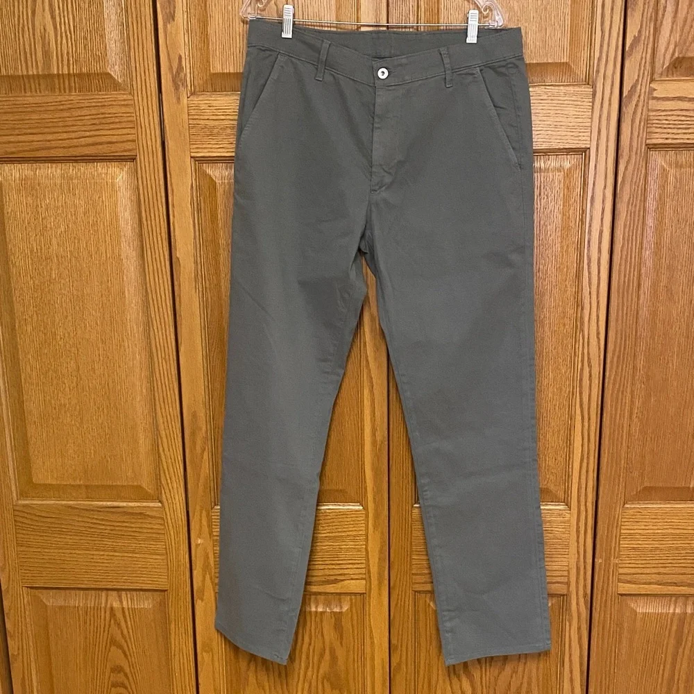 AG Adriano Goldschmied Mens 34 Slate Khaki Chino Tailored Trouser Pants